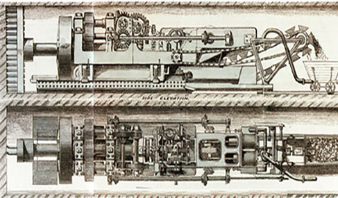 Histoire Getlink - 1880 - Perforatrice Beaumont & English