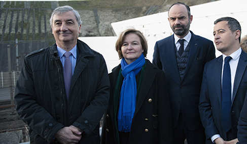 Histoire Getlink - 2019 - Visite de Edouard Philippe sur le terminal de Coquelles