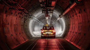 Eurotunnel - The service tunnel lies between the two rail tunnels