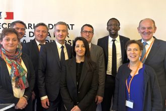Photo taken on 19 March 2024, the day Hervé Berville, the Secretary of State for the Sea and Biodiversity, signed the decree implementing in France the law against social dumping practised by certain cross-Channel shipping operators. From left to right: Nadège Havet, Senator for Finistère, Jean-Claude Charlo, Chief Executive Officer of DFDS Seaways, Didier Le Gac, Member of Parliament for the 3rd constituency of Finistère, Yann Leriche, Chief Executive Officer of Getlink, Karima Delli, Member of the European Parliament, Jean-Marc Roué, Chairman of the Supervisory Board of Brittany Ferries, Hervé Berville, Secretary of State for the Sea and Biodiversity, Catherine Proccacia, Honorary Senator for Val-de-Marne and Daniel Fasquelle, Regional Councillor for Hauts-de-France.