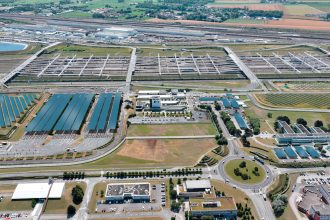 architectural photograph illustrating the future installation of solar panels on the Coquelles terminal